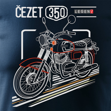 Cezet Cezeta 350 pánské námořnicky modré tričko REGULAR na motorku