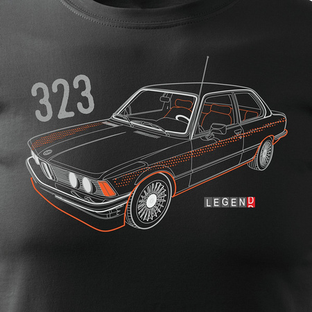 BMW 323 žralok auto tričko pánské černé REGULAR