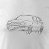 VW Golf 3 tričko s autem Golf pánské bílé REGULAR