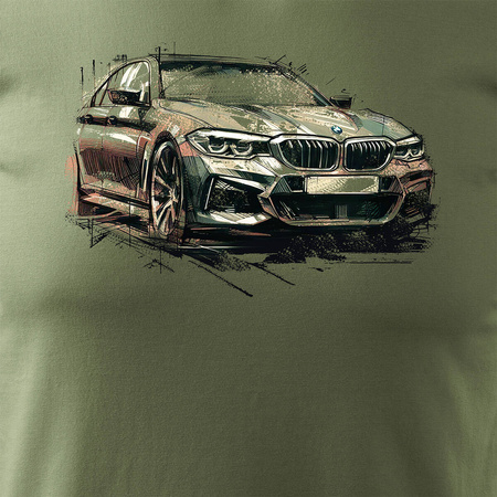Sběratelské tričko s pánským khaki autem BMW řady 5 M5 REGULAR