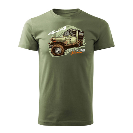 Výprodej - pánské tričko 4x4 off-road jeep rally khaki REGULAR