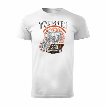 Tričko s motorkou Jawa 350 TR Jawa PRL legends pánské bílé REGULAR