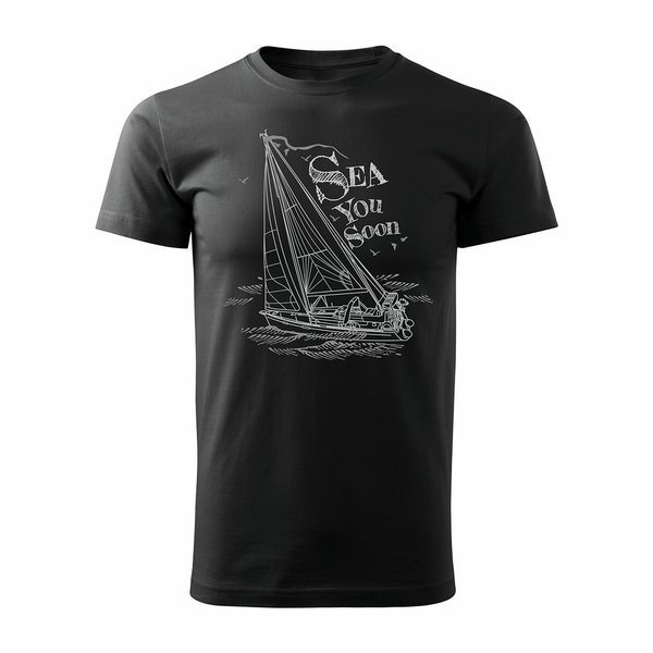 Pánská jachtařská košile s jachtou černá REGULAR