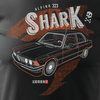 BMW 323 žralok auto tričko pánské černé REGULAR