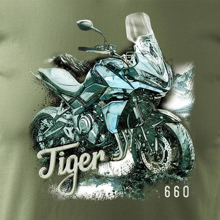 Triumph Tiger 660 pánské khaki tričko na motorku REGULAR