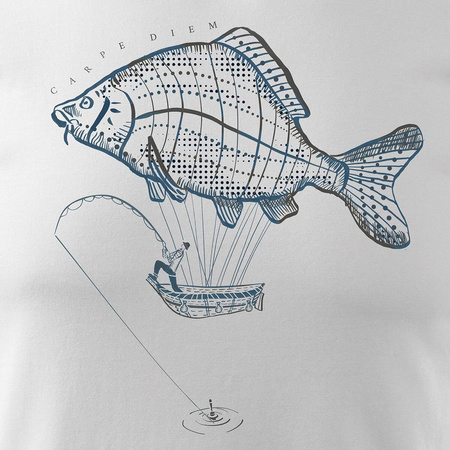 Pánské rybářské tričko pro lov kaprů bílé REGULAR