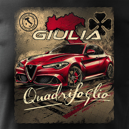 Alfa Romeo Giulia Quadrifoglio pánské tričko černé REGULAR