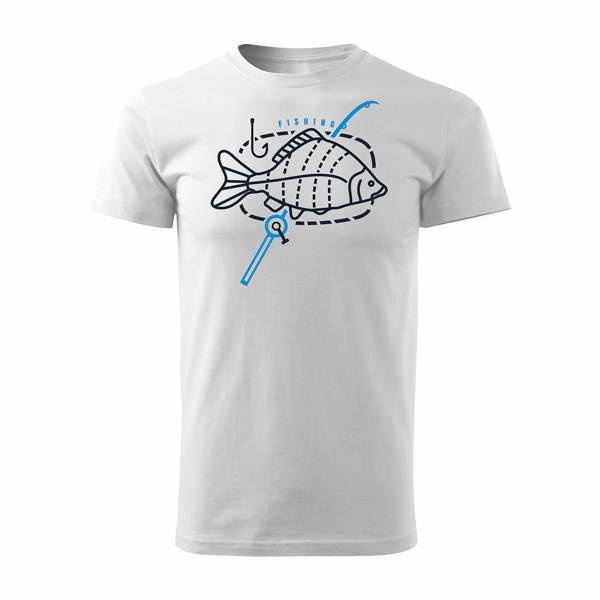 Pánské rybářské tričko pro lov kaprů bílé REGULAR
