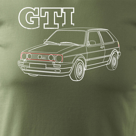VW Golf 2 II pánské khaki tričko s motivem auta REGULAR