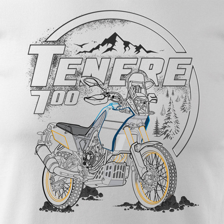 Yamaha Tenere 700 pánské tričko na motorku bílé REGULAR