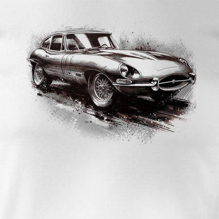 Jaguar auto tričko s jaguar e-type e type etic collectible pánské bílé REGULAR
