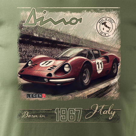 Sběratelské pánské tričko Ferrari Dino F1 Le Mans v khaki barvě REGULAR car