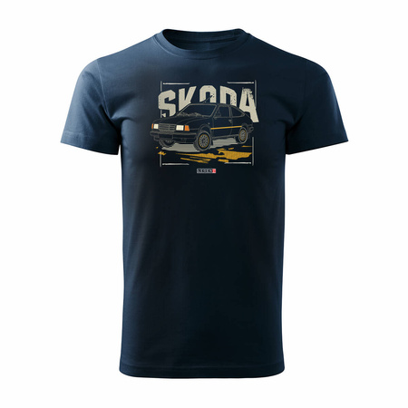 Tričko s autem Škoda 120 125 130 PRL legend pánské tmavě modré REGULAR