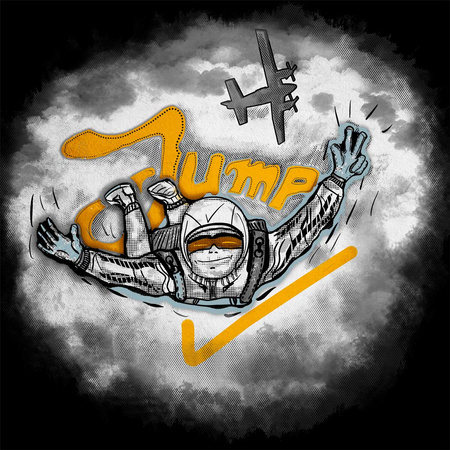 Pánské tričko s padákem černé REGULAR