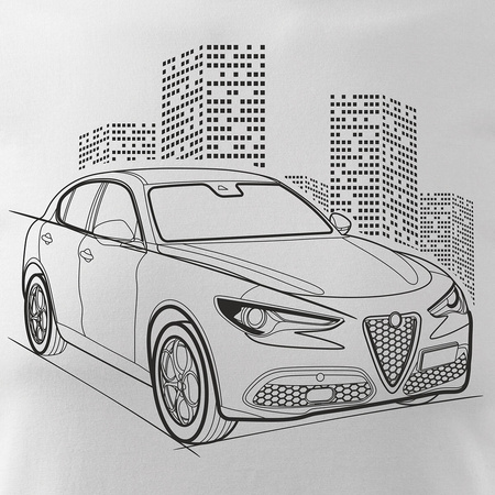 Výprodej - Alfa Romeo Stelvio pánské tričko s motivem auta bílé REGULAR