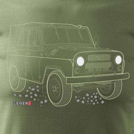 Tričko s autem UAZ 469 452 auto PRL 4x4 pánské khaki REGULAR