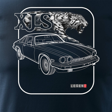 Pánské sběratelské tričko s motivem vozu jaguar xjs tmavě modré REGULAR