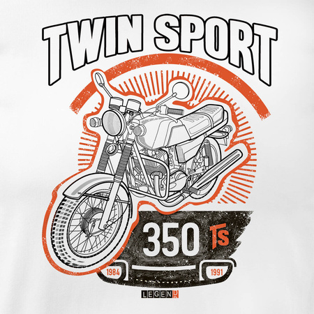 Tričko s motorkou Jawa 350 TR Jawa PRL legends pánské bílé REGULAR