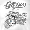 BMW GS R 1300 pánské tričko na motorku bílé REGULAR