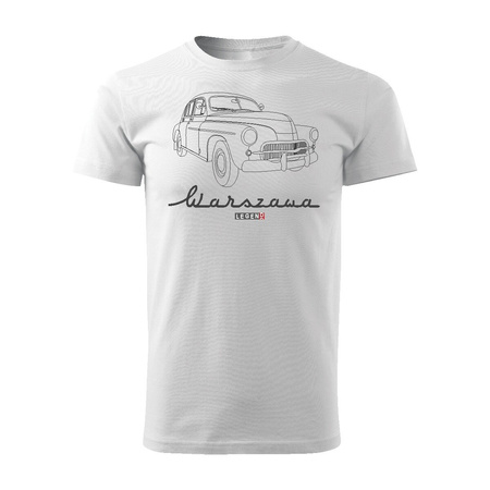 Tričko s autem Varšava pánské bílé REGULAR