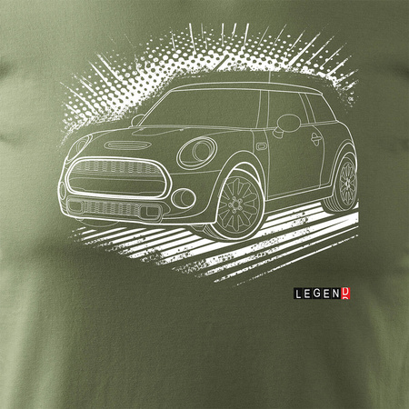 Mini Morris Mini Cooper sběratelské pánské khaki tričko s motivem auta REGULAR