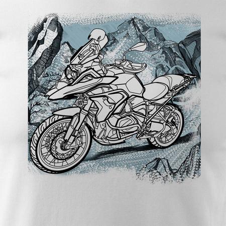 BMW GS 1250 ADVENTURE pánské tričko na motorku bílá REGULAR