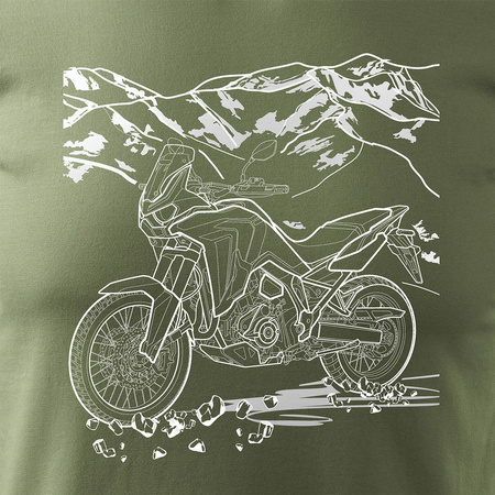 Honda Africa Twin CRF1100L pánské tričko na motorku v khaki barvě