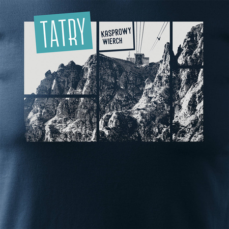 Tričko s horami turistika Tatry Kasprowy Wierch trekking pánské tmavě modré REGULAR