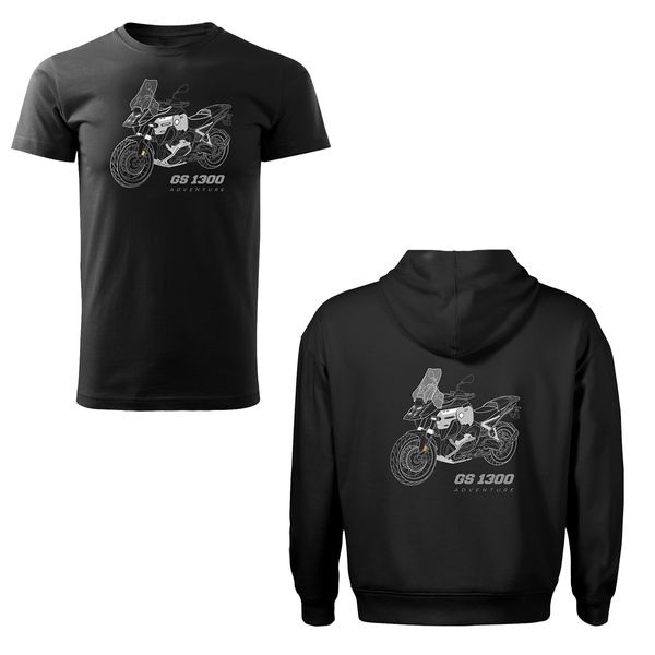 Sada mikina s kapucí tričko s motocyklem BMW GS 1300 Adventure pánské černé