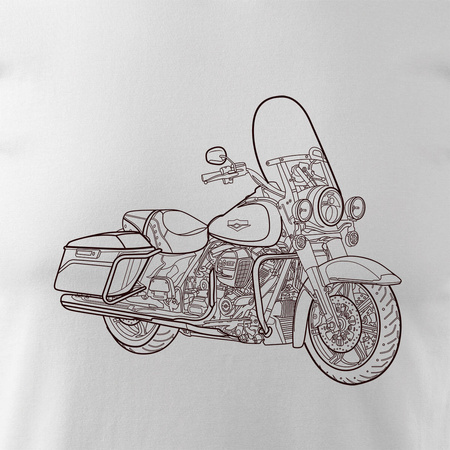 Harley Road King pánské tričko s motorkou bílé REGULAR