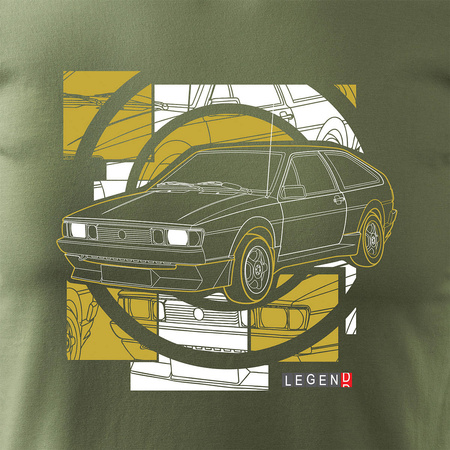 Pánské khaki tričko s motivem auta VW Scirocco REGULAR