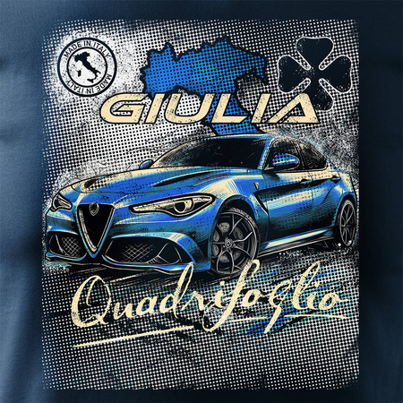 Alfa Romeo Giulia Quadrifoglio pánské tmavě modré tričko s motivem auta REGULAR
