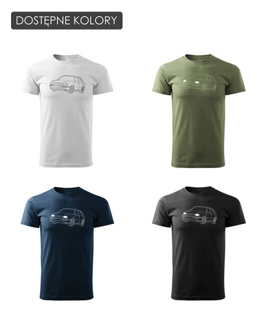 VW Golf 3 tričko s autem Golf pánské khaki REGULAR