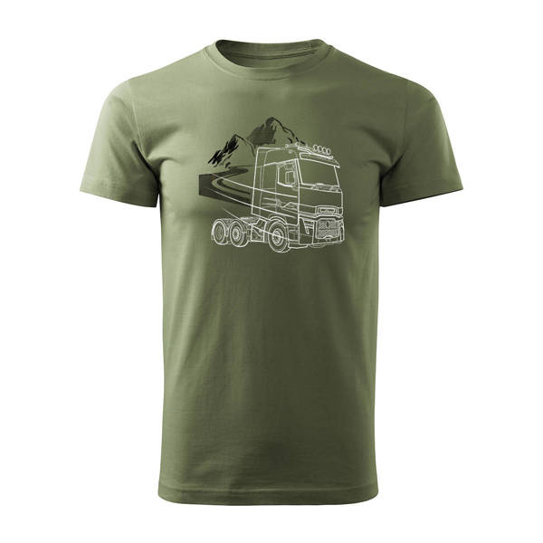Renault T Evolution truck tričko dárek pro řidiče kamionu TIR pánské khaki barvy