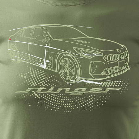 Kia Stinger pánské khaki tričko s motivem auta REGULAR