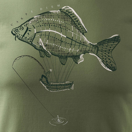 Pánské rybářské tričko pro lov kaprů khaki REGULAR