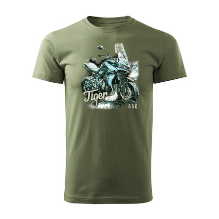 Triumph Tiger 660 pánské khaki tričko na motorku REGULAR