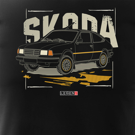 Pánské tričko Škoda 120 125 130 PRL legends car černé REGULAR