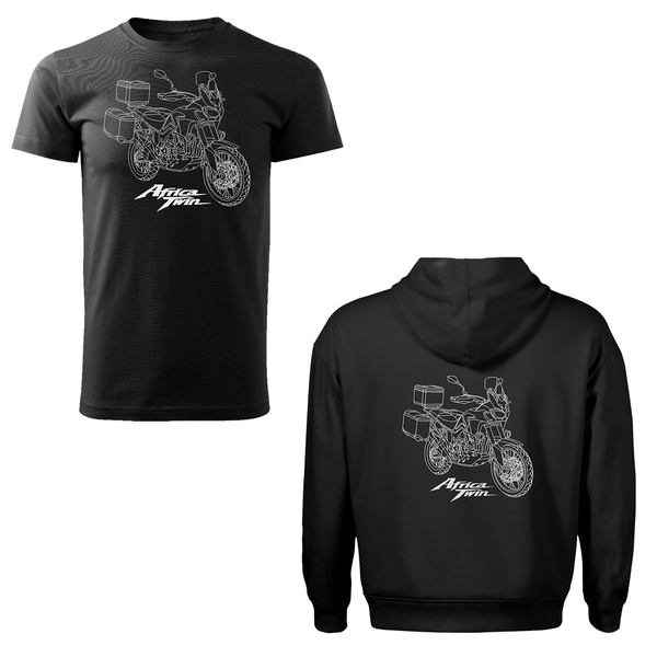 Sada mikina s kapucí tričko s motocyklem Honda Africa Twin CRF1100L pánské černé