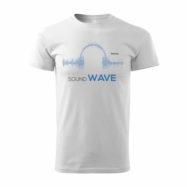 Tričko se sluchátky sluchátka pro DJ trance music house pánské bílé REGULAR