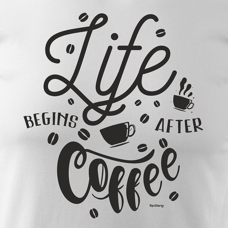 Life Coffee pánské bílé tričko REGULAR