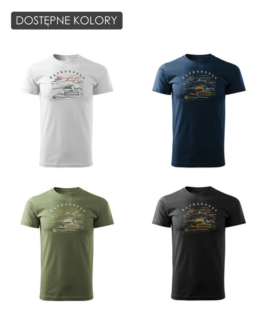 Tričko s horami Karkonosze Śnieżka Sudety trekking pánské khaki REGULAR