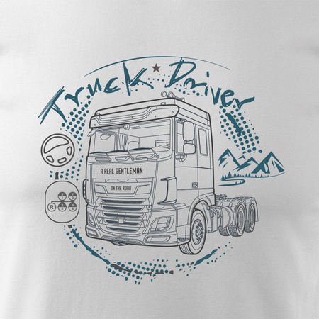 Tričko s náklaďákem DAF dárek pro řidiče Tira TIR pánské bílé REGULAR