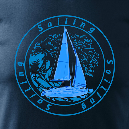 Pánské námořnické tričko REGULAR s plachetnicí v tmavě modré barvě