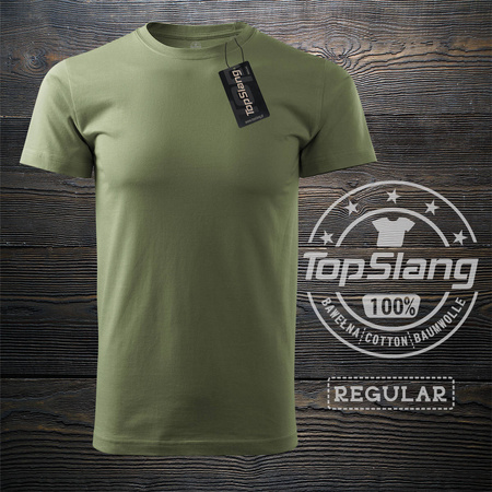 Topslang army green khaki pánské bavlněné tričko zelené REGULAR