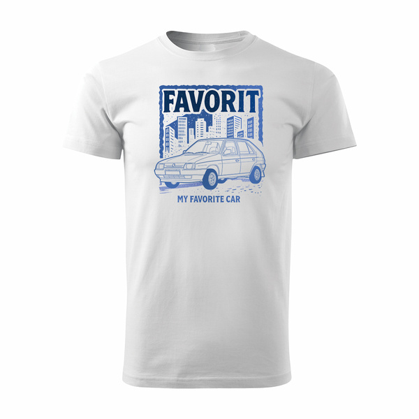 Tričko s autem Škoda Favorit PRL legend pánské bílá REGULAR