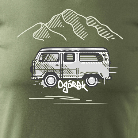 VW T1 cucumber car tričko pánské khaki REGULAR