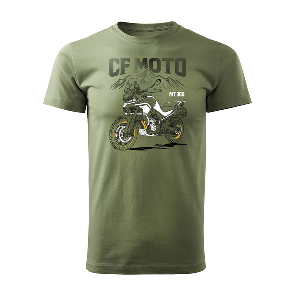 CF MOTO MT800 pánské khaki tričko s motivem motorky