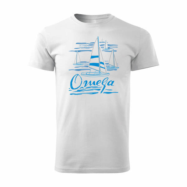 Námořnické tričko plachetnice omega pánské bílé REGULAR