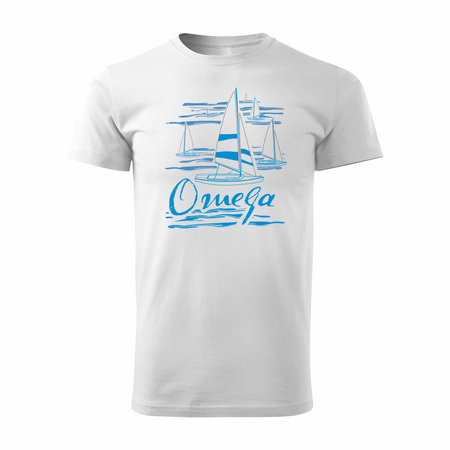 Námořnické tričko plachetnice omega pánské bílé REGULAR